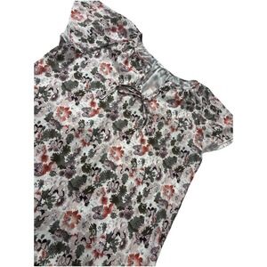 SIMPLE FUN Blue Butterfly Floral Boho Blouse Ruffled Sleeves Women's MEDIUM